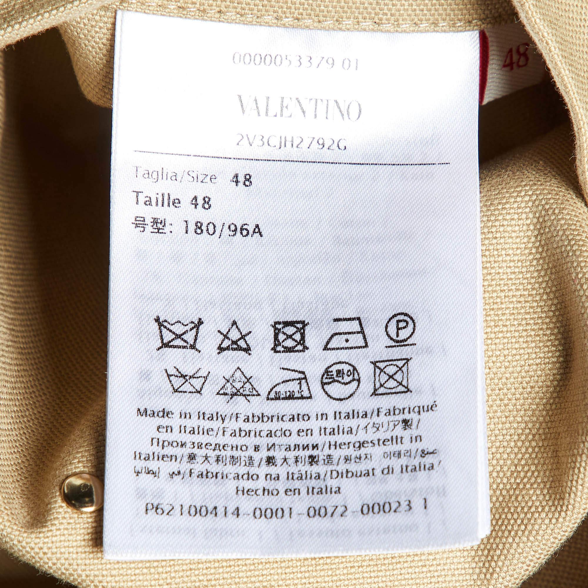 Valentino Giacca con zip in cotone borchiato beige M. I. in vendita 1