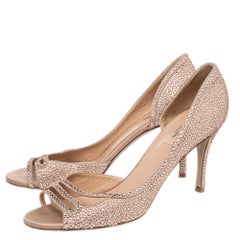 Valentino Beige Suede Crystal Embellished D'orsay Pumps Size 41