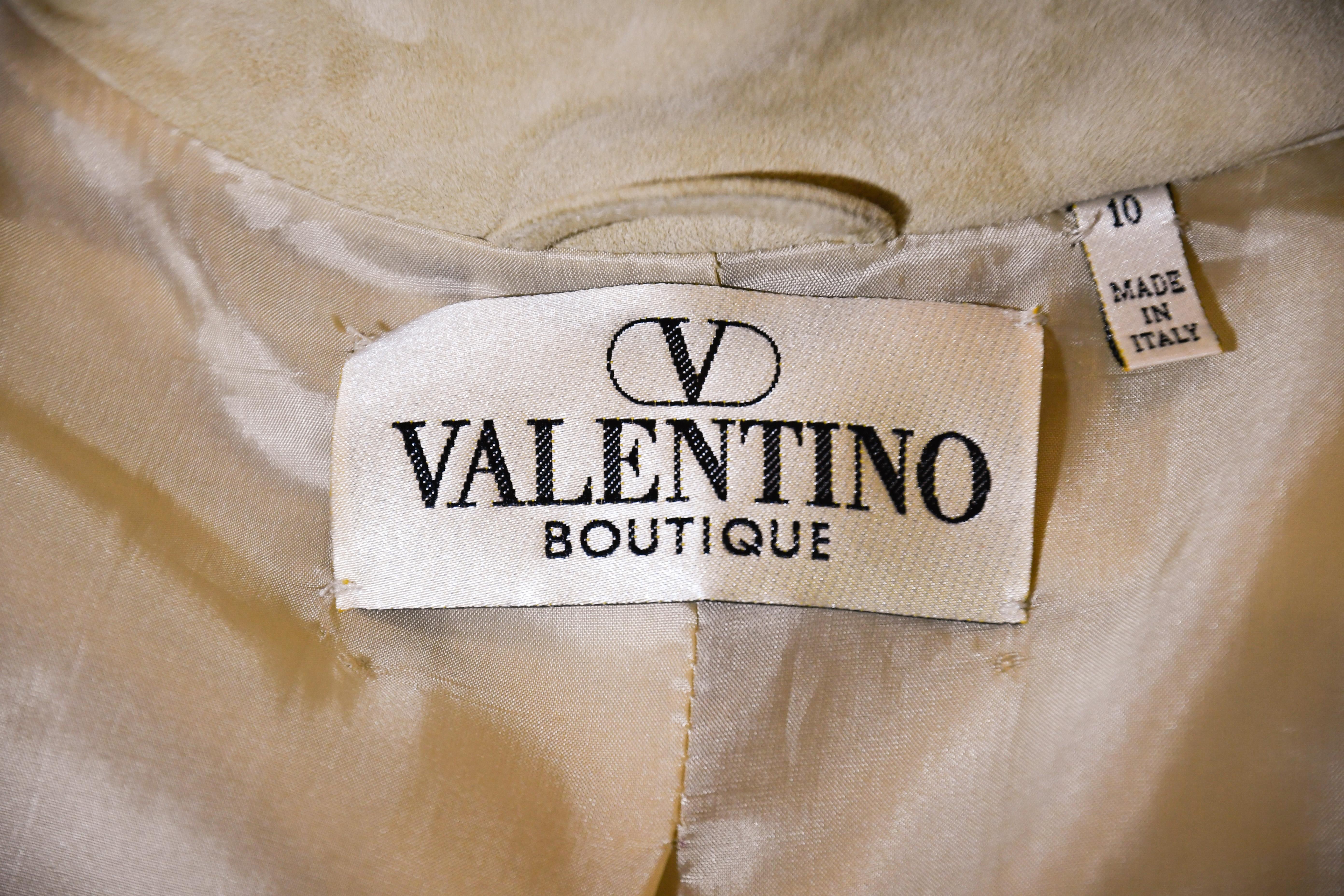 Valentino Beige Suede Goat Skin Leather Belted Jacket  In Excellent Condition For Sale In Palm Beach, FL
