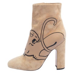 Valentino Beige Suede Panther Ankle Boots Size 41