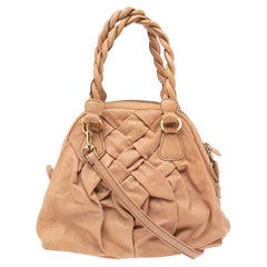 Valentino Beige Woven Leather Couture Braided Tote