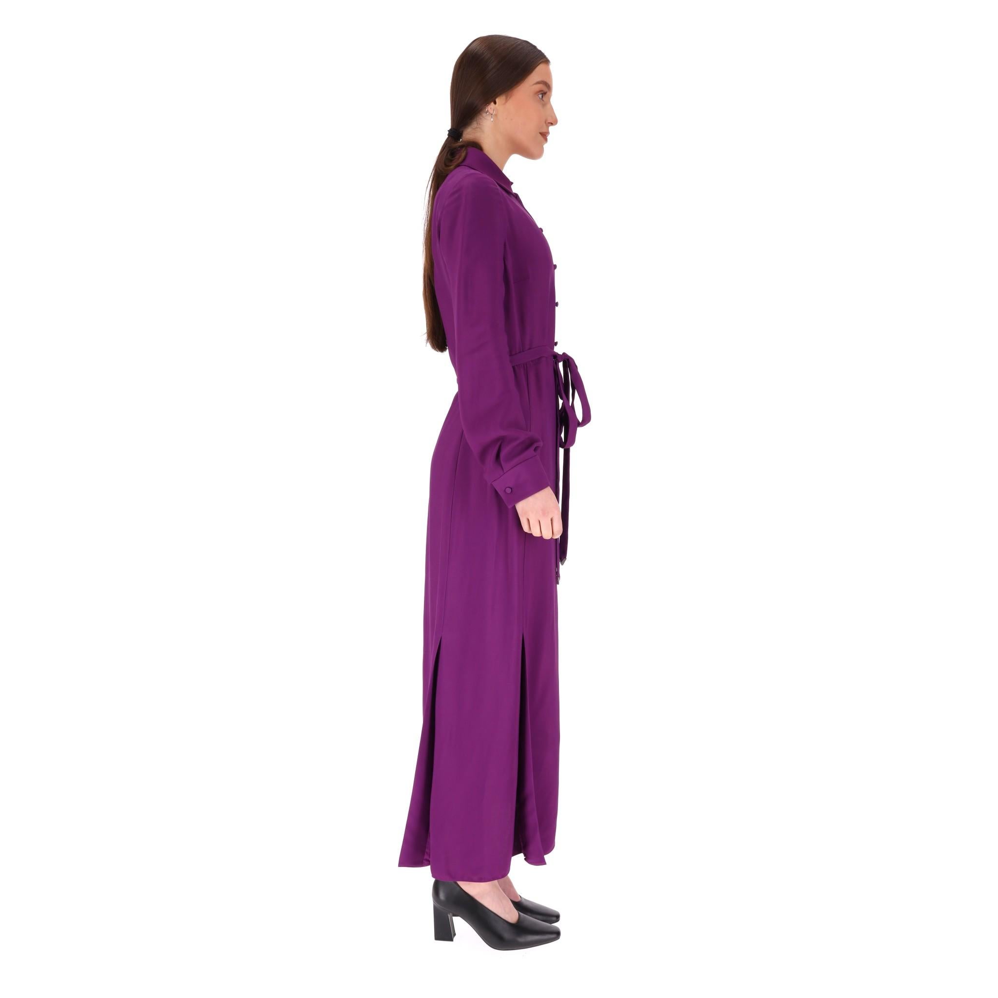 Purple Valentino Belted Crepe Maxi Dress For Sale