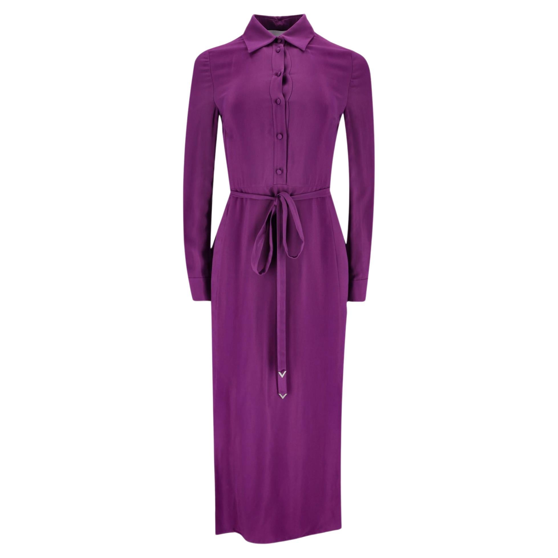Valentino Belted Crepe Maxi Dress For Sale
