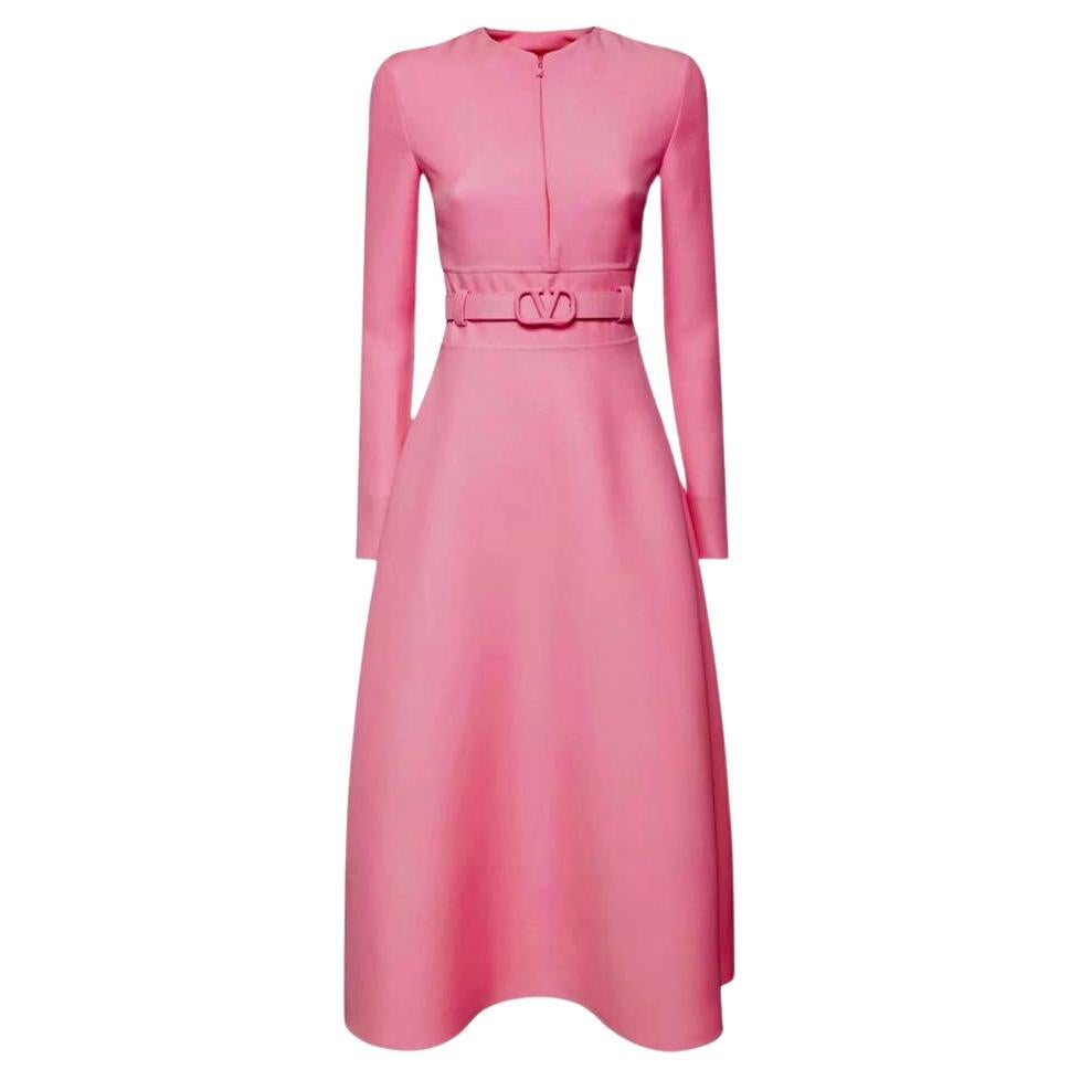 Valentino Belted Wool 
Silk Blend Crepe Dress