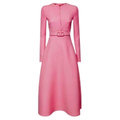 Valentino Belted Wool & Silk Blend Crepe Dress