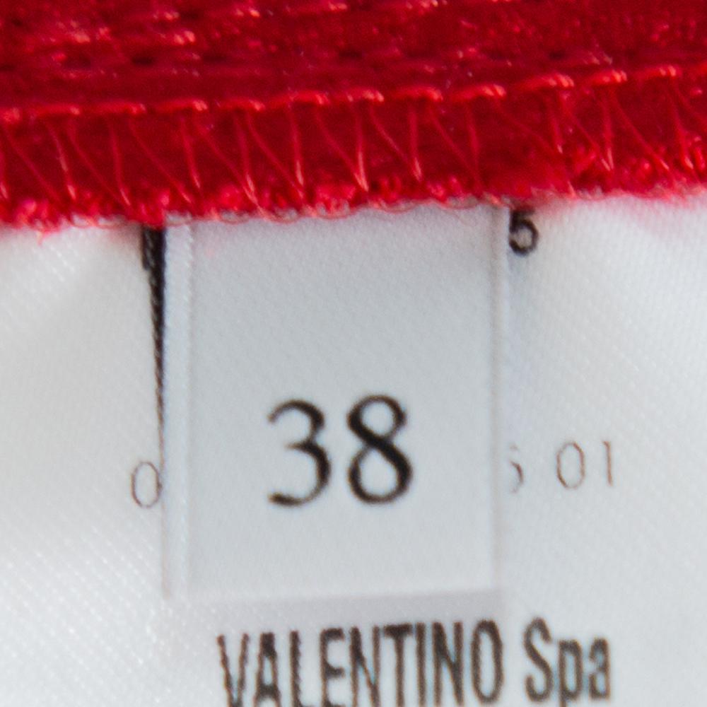 Valentino Berry Red Satin Waist Tie Detail Cargo Mini Skirt S In Good Condition In Dubai, Al Qouz 2