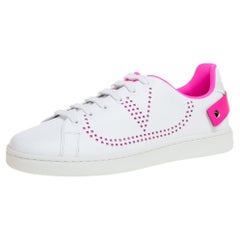 Valentino Bianco/Fuxia Fluo BACKNET Sneakers Size EU 39