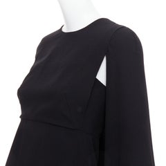 VALENTINO black 100% silk crepe cape back mini dress IT38 XS