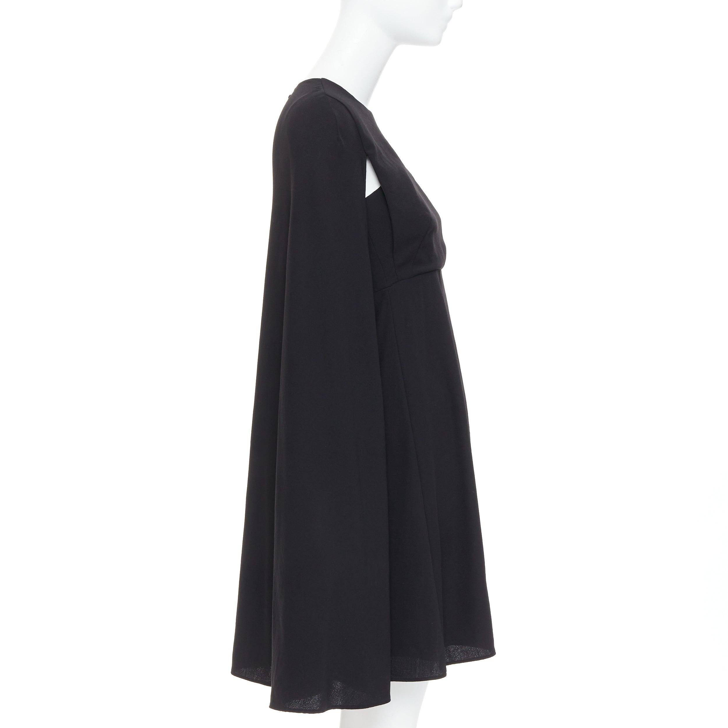 Women's VALENTINO black 100% silk crepe cape back mini dress IT38 XS For Sale