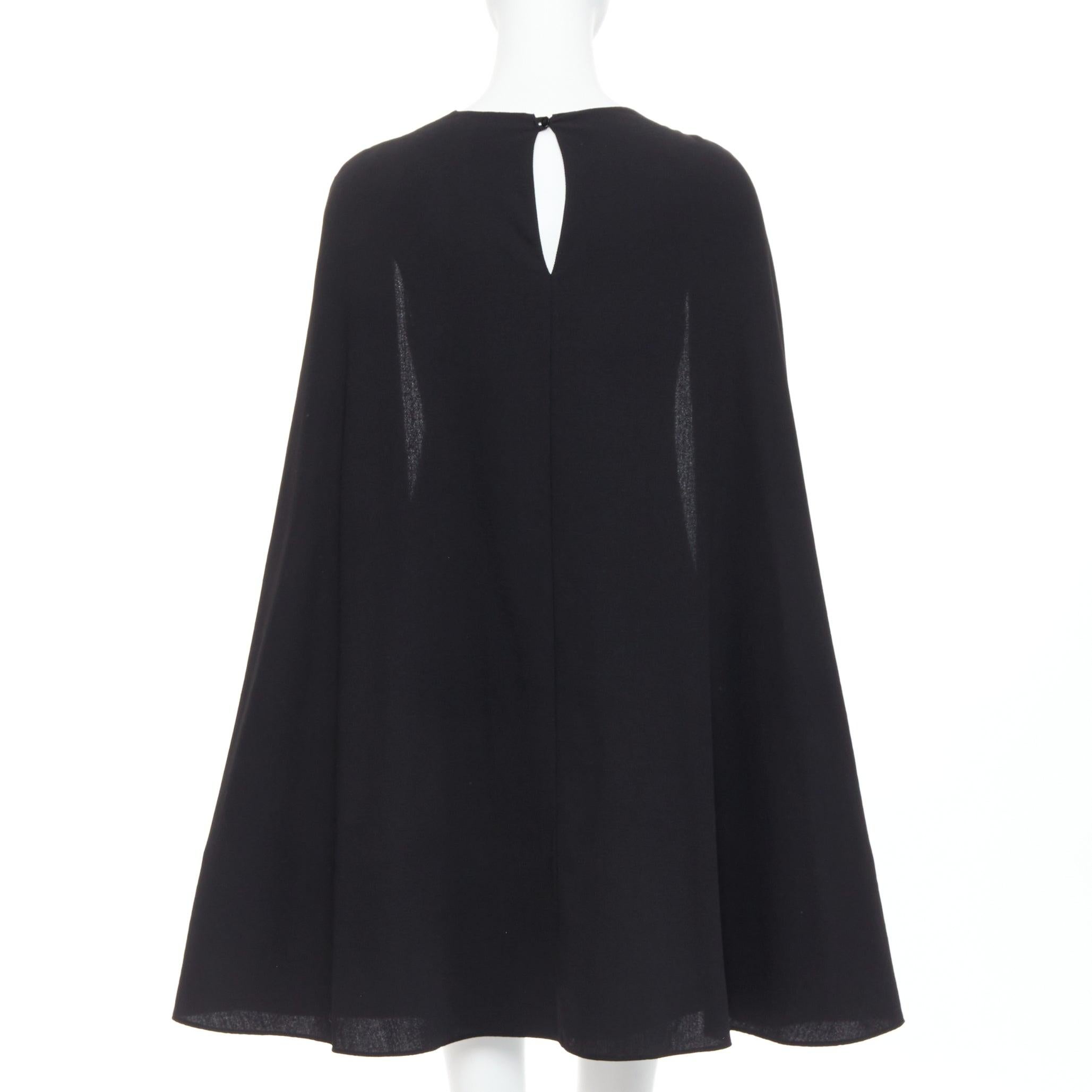 VALENTINO black 100% silk crepe cape back mini dress IT38 XS For Sale 1