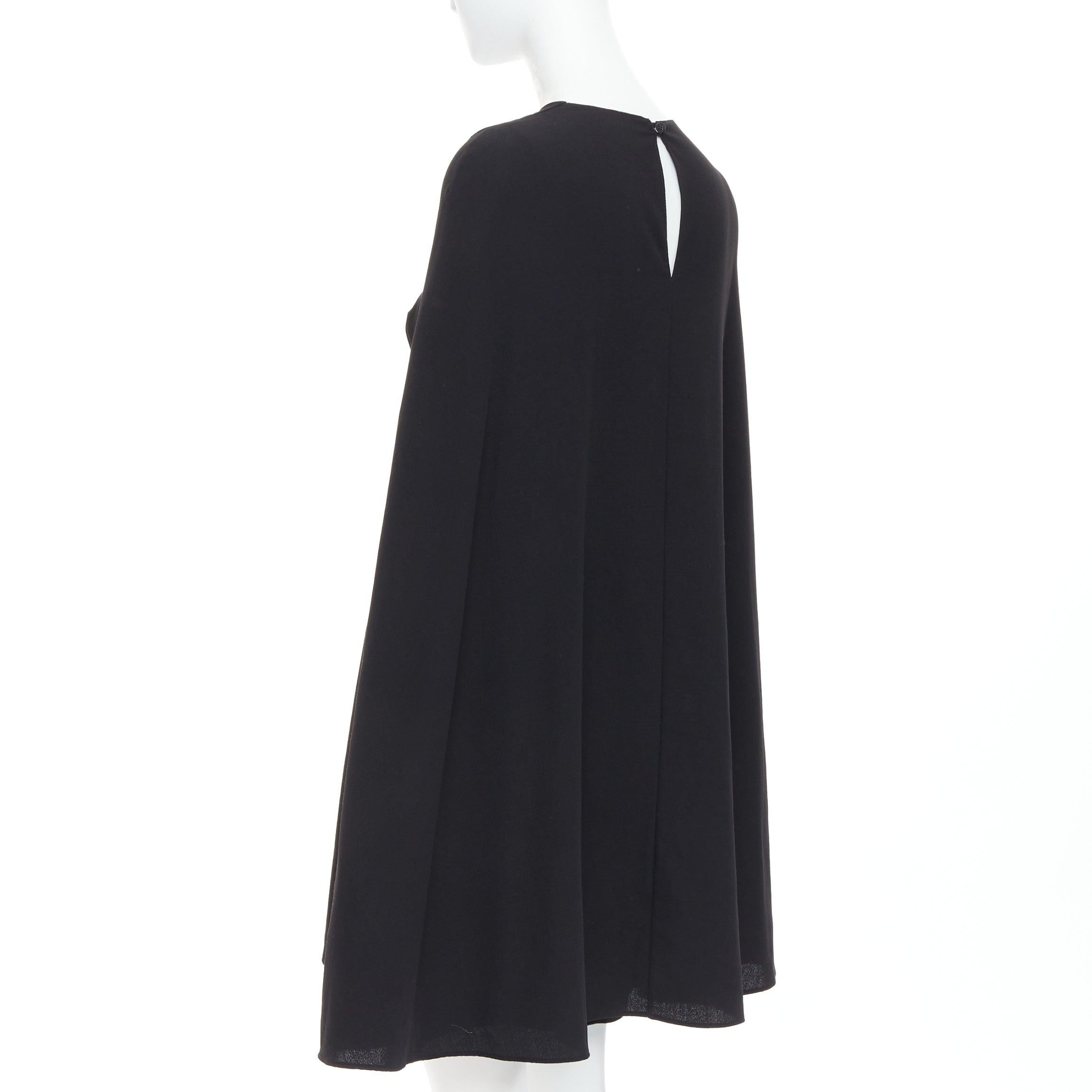 VALENTINO black 100% silk crepe cape back mini dress IT38 XS For Sale 2