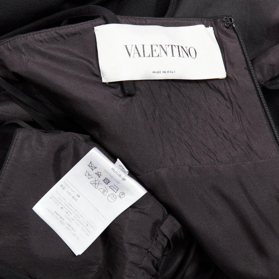 VALENTINO black 100% silk crepe cape back mini dress IT38 XS For Sale 4