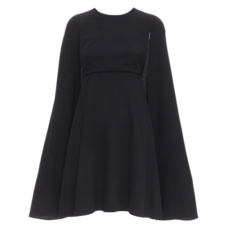VALENTINO black 100% silk crepe cape back mini dress IT38 XS For Sale at  1stDibs