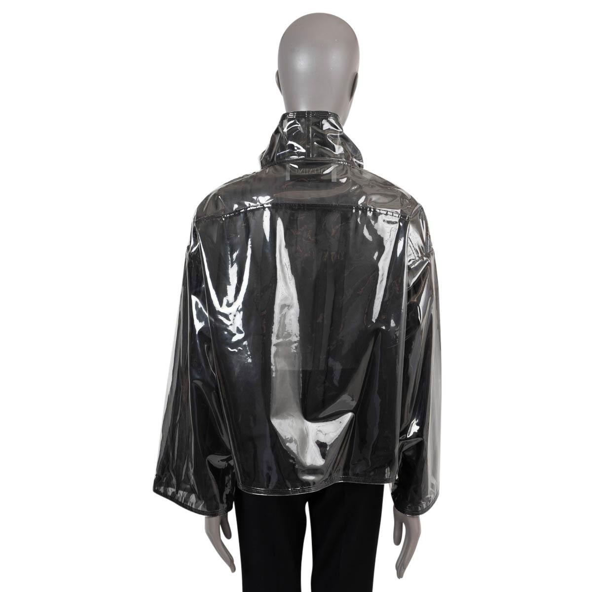 VALENTINO black 2018 CLEAR VINYL Jacket 42 L In Excellent Condition For Sale In Zürich, CH