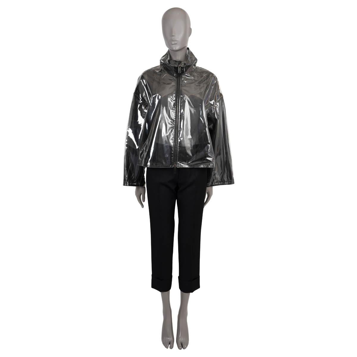 VALENTINO black 2018 CLEAR VINYL Jacket 42 L In Excellent Condition For Sale In Zürich, CH