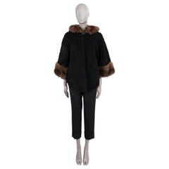 VALENTINO black 2022 FUR TRIM PERSIAN LAMB Cape Jacket 38 XS
