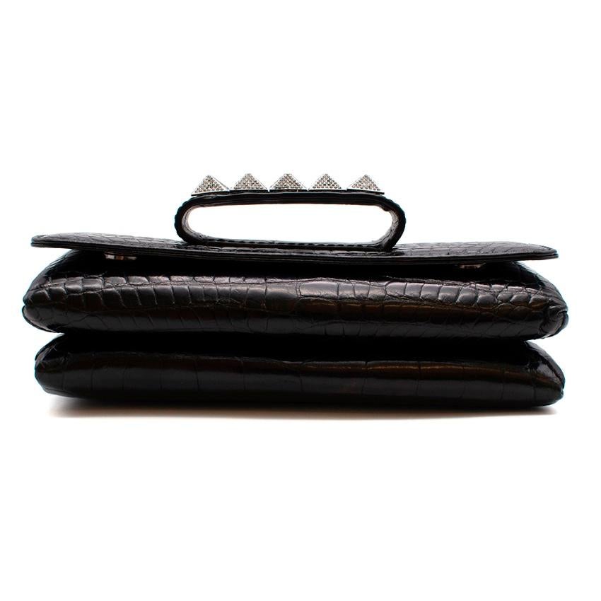 Valentino Black alligator Vavavoom Chain Bag In Excellent Condition For Sale In London, GB