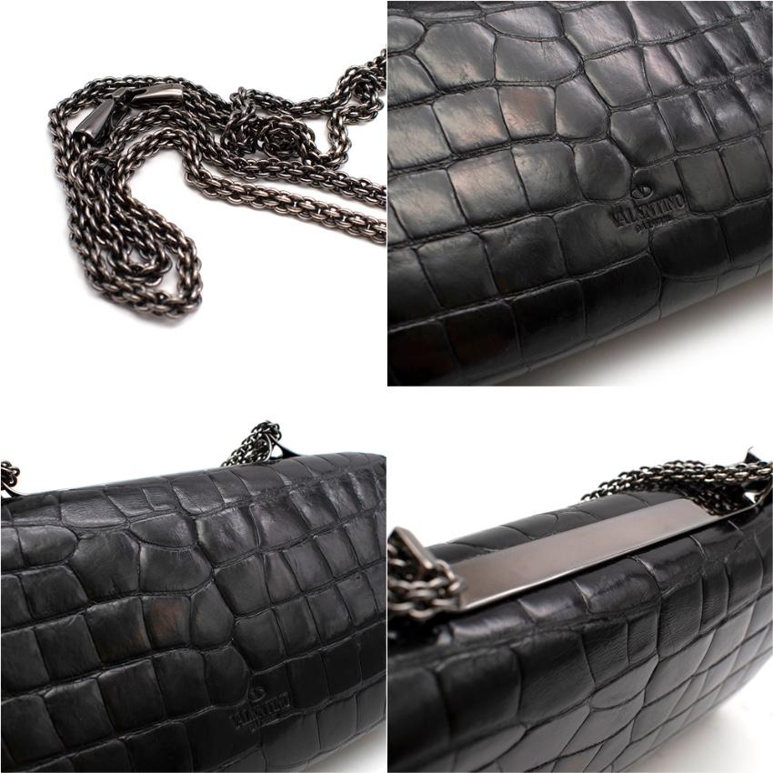 Valentino Black alligator Vavavoom Chain Bag For Sale 3