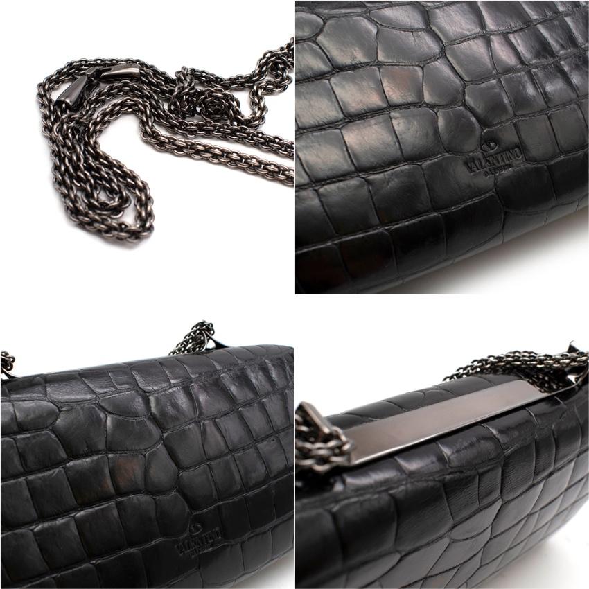 Valentino Valentino Vavavoom Kette Tasche aus schwarzem Alligatorleder im Angebot 4