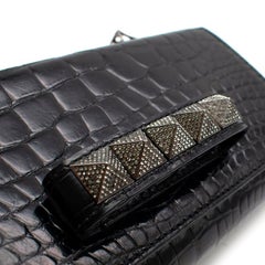 Valentino Black alligator Vavavoom Chain Bag