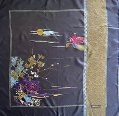 Valentino Black and Floral Silk Scarf