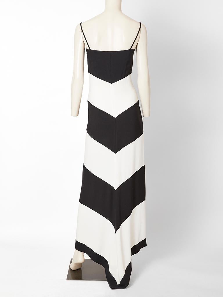 Women's Valentino Black and White Crepe Evening Dress