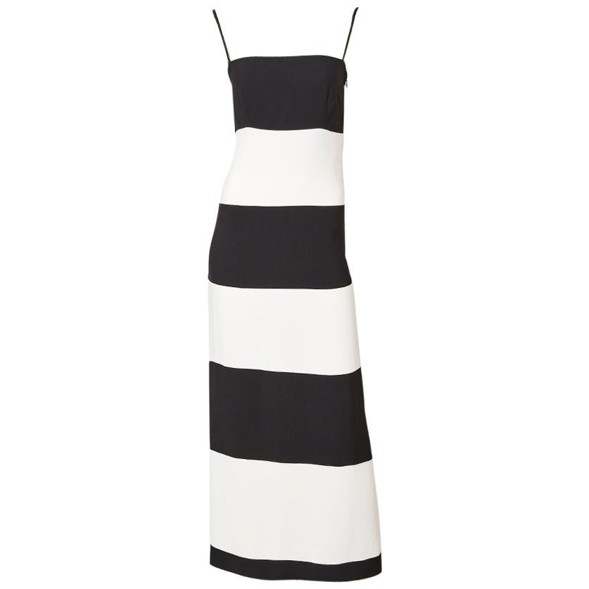 Valentino Black and White Crepe Evening Dress