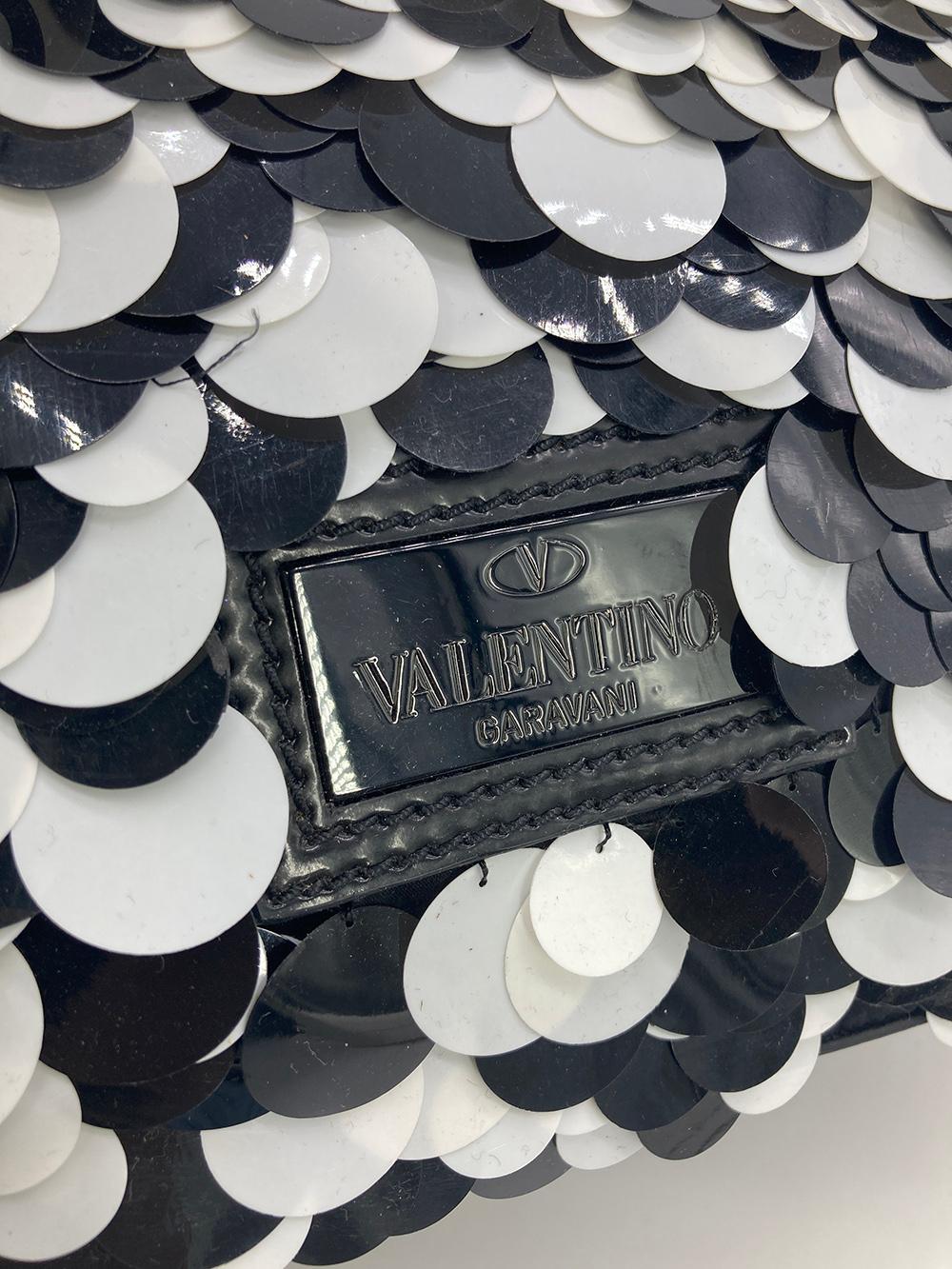 Valentino - Fourre-tout à paillettes noir et blanc  en vente 1