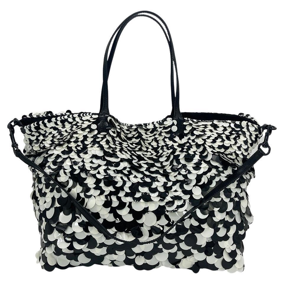 Valentino Black and White Paillette Sequin Tote
