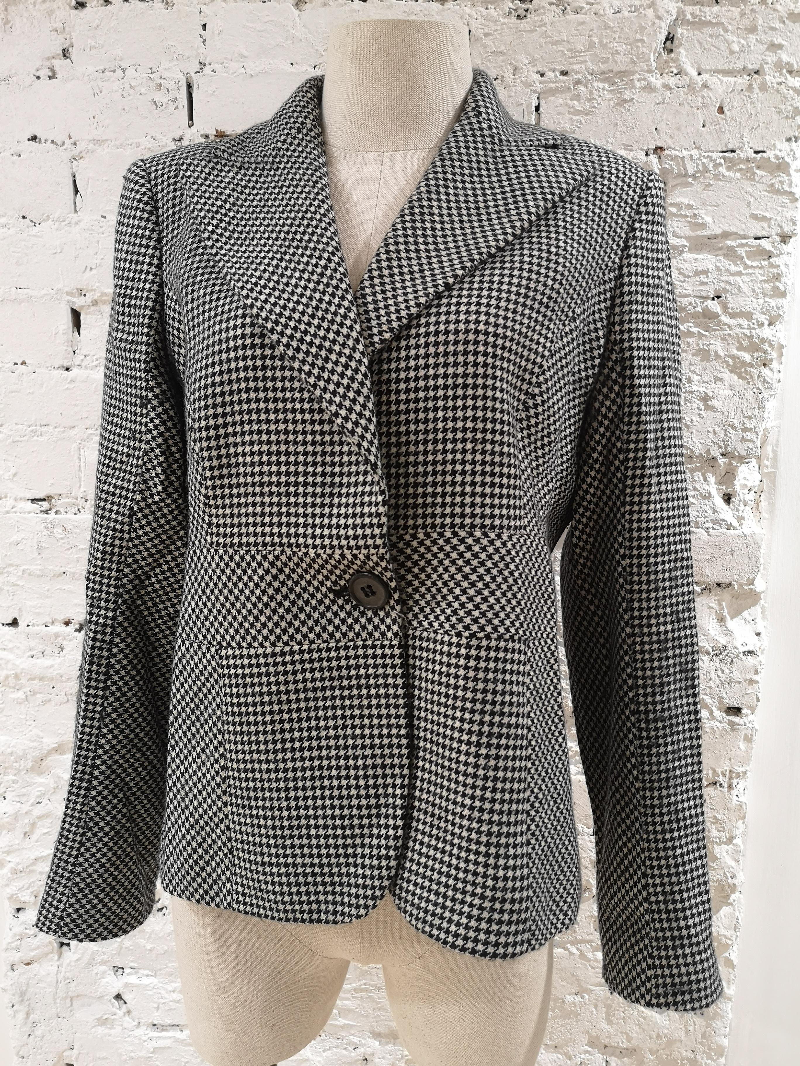 Valentino black and white pied de poule wool jacket For Sale 10