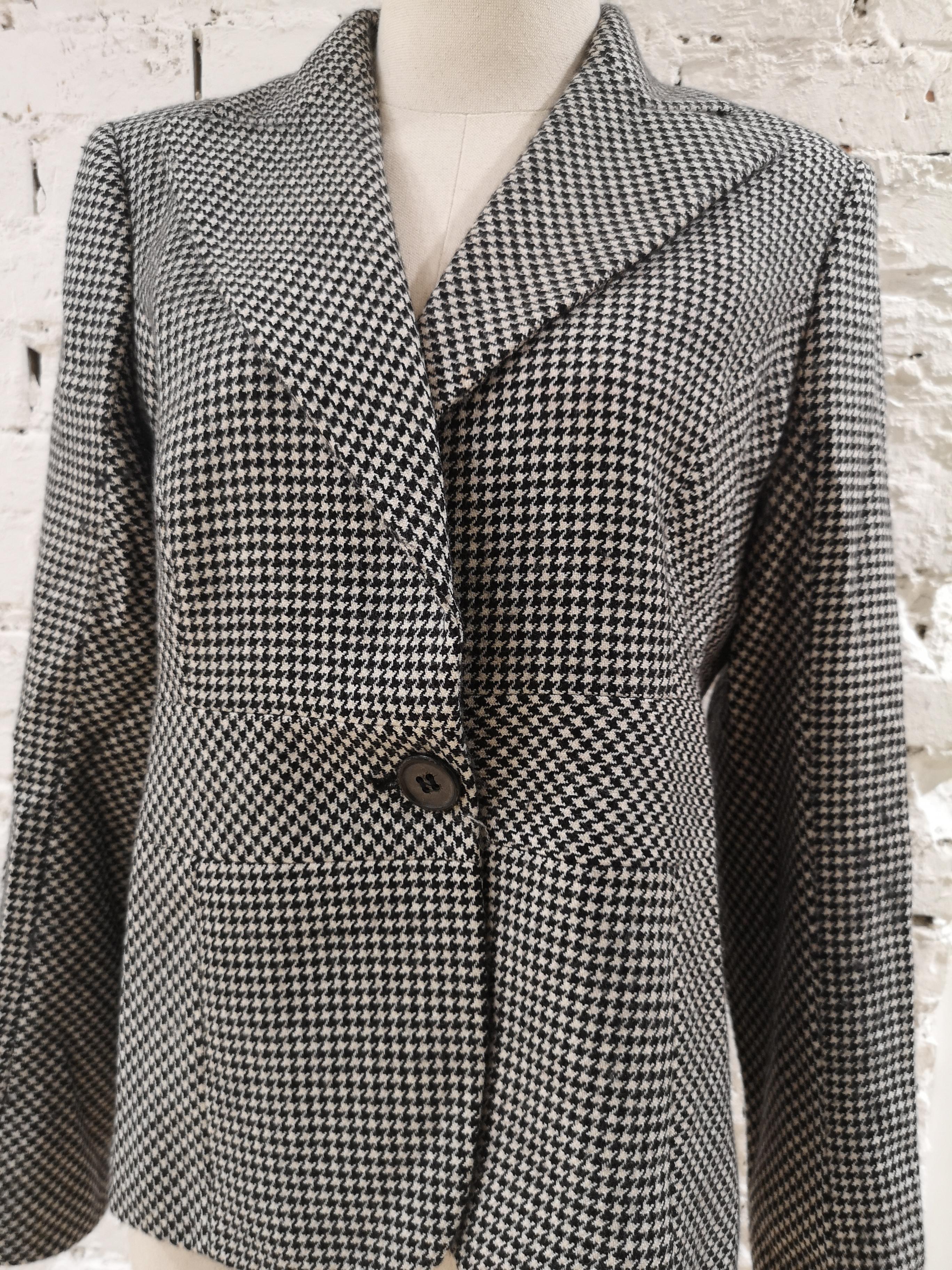 Black Valentino black and white pied de poule wool jacket For Sale