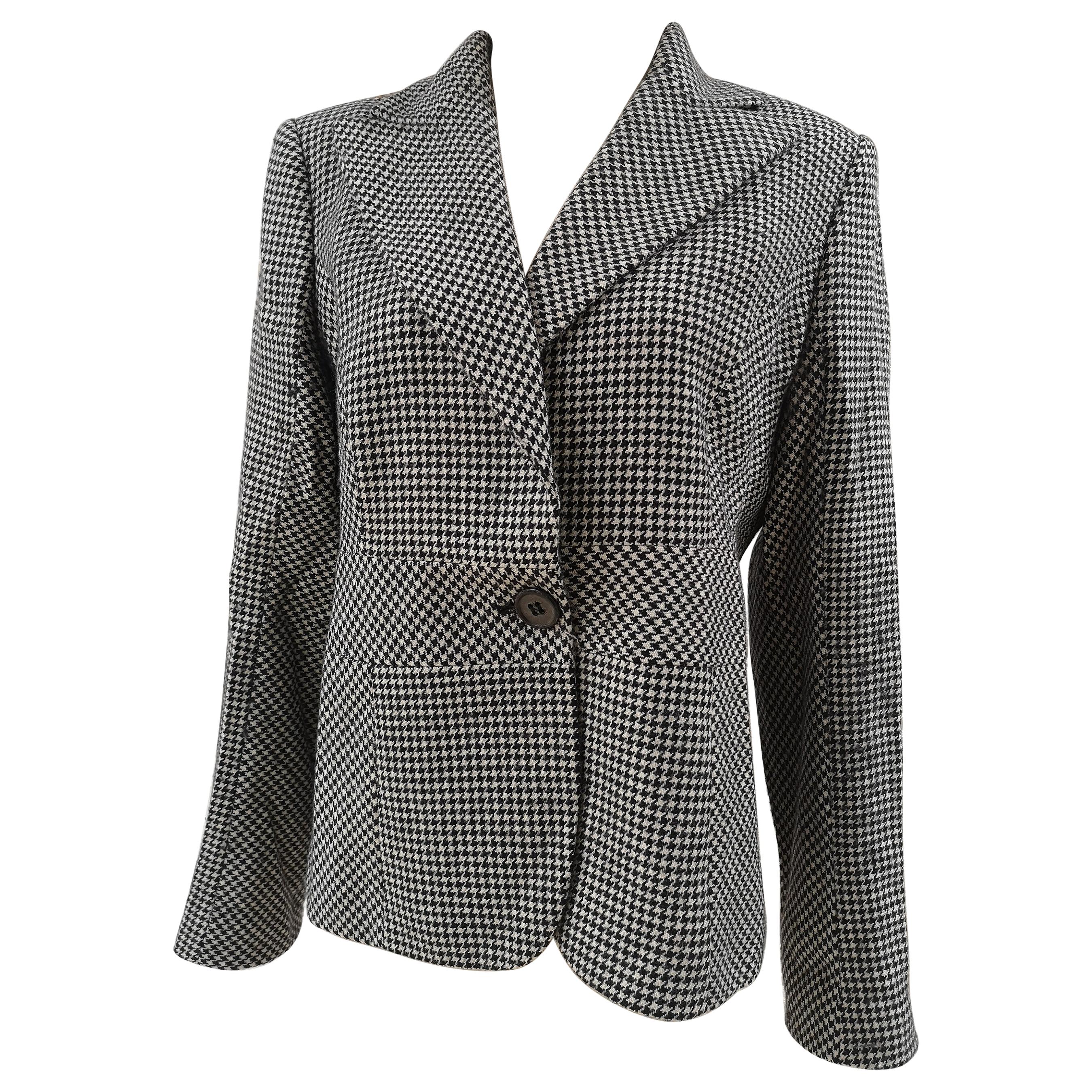 Valentino black and white pied de poule wool jacket For Sale