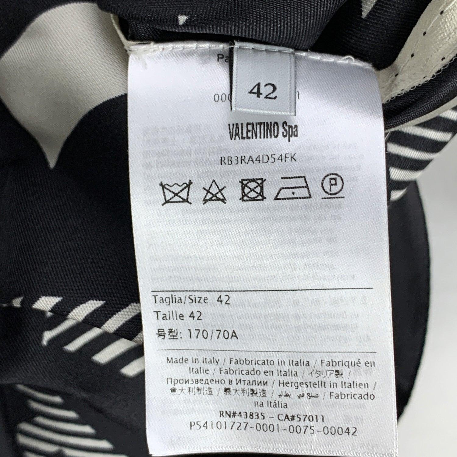 Valentino Black and White Silk Logo Midi Skirt Size 42 IT 1