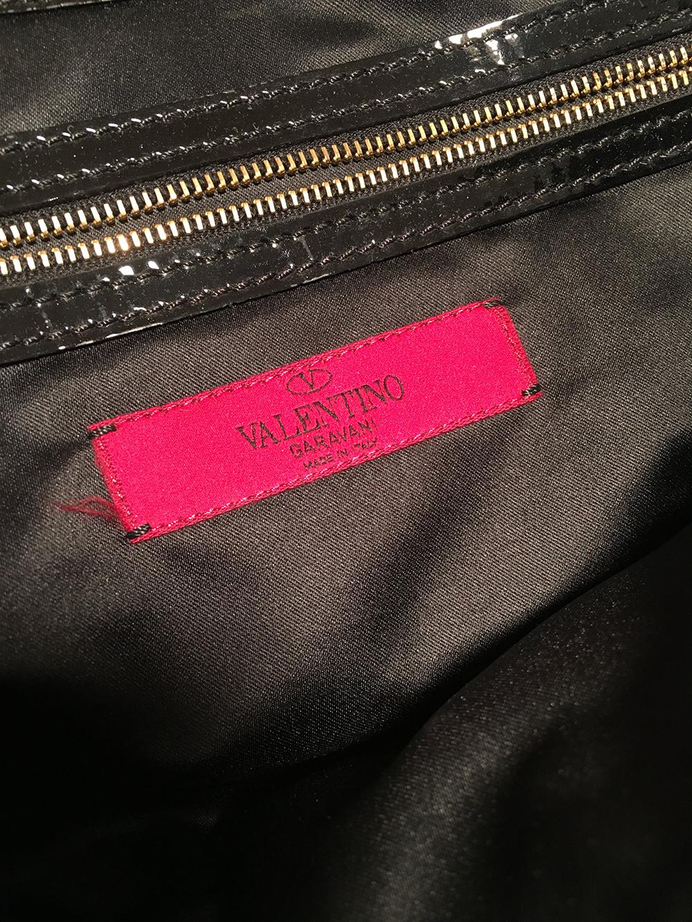 Women's Valentino Black and White Silk Rosier Roses Tote Bag