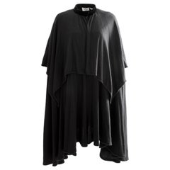 Valentino Black Angora Wool Cape with High Collar Vintage 1980s One Size 