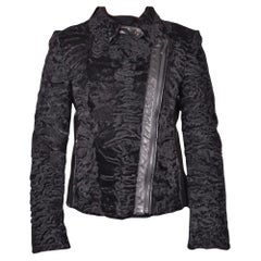 Valentino Black Astrakhan Lamb Fur Karakul Biker Jacket IT42