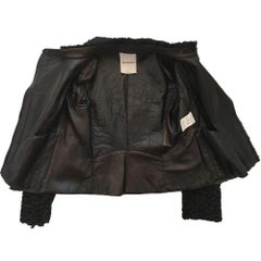 Valentino Black Astrakhan Lamb Fur Karakul Biker Jacket IT42 US 4-6