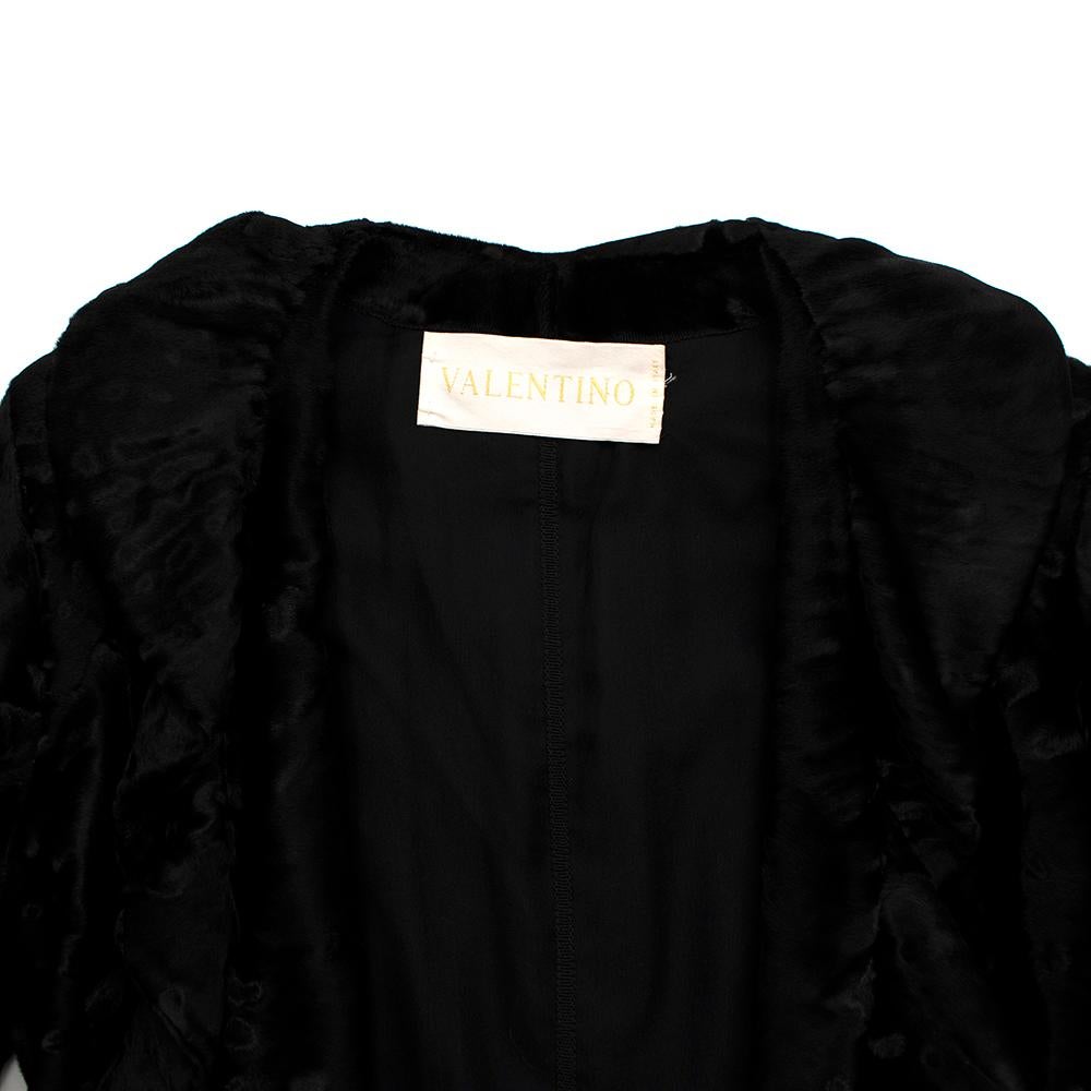 Women's or Men's Valentino Black Astrakhan Ruffled Silk Lined Coat - Size Estimated XS For Sale
