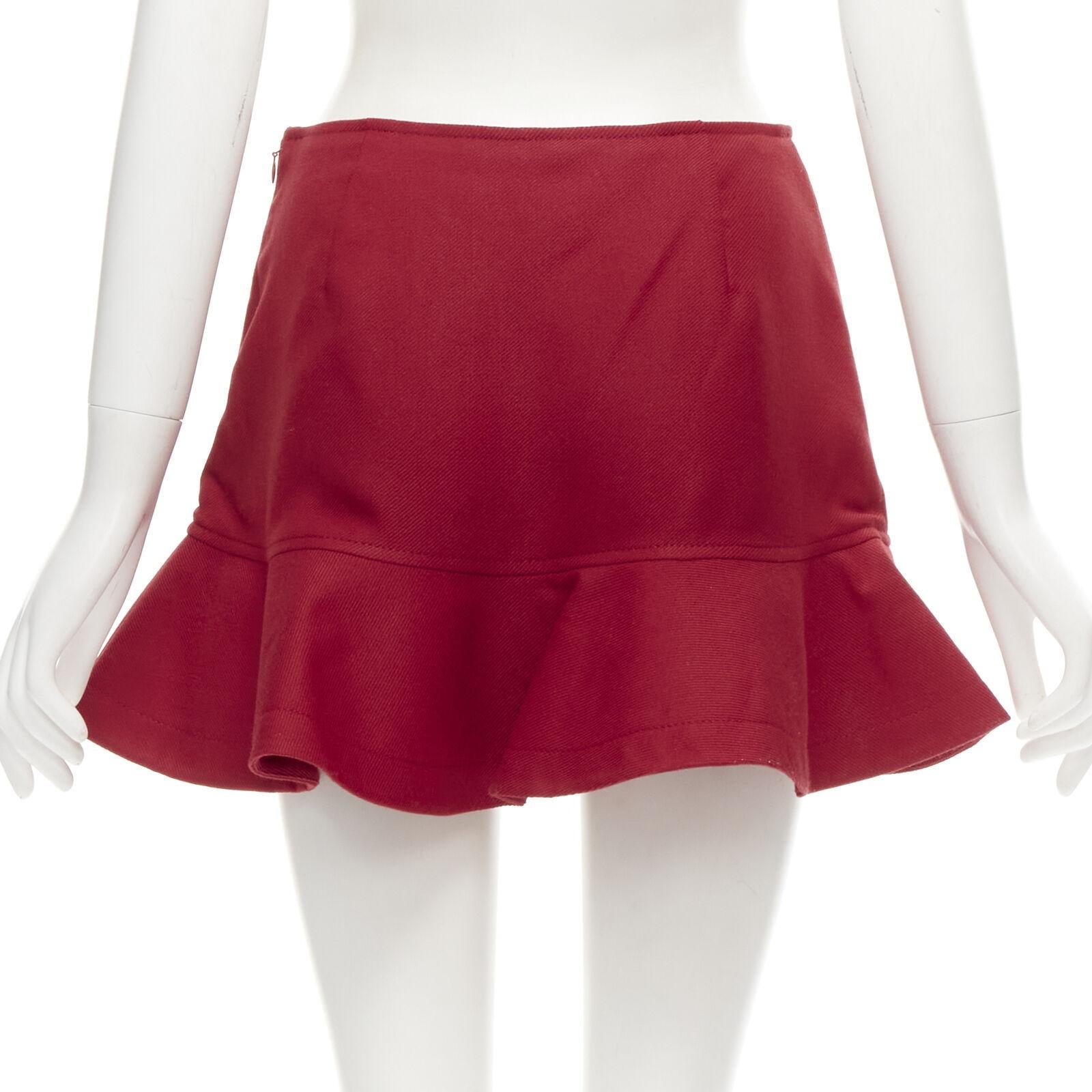 VALENTINO black beaded heart badge red twill flared frill shorts IT38 XS For Sale 1