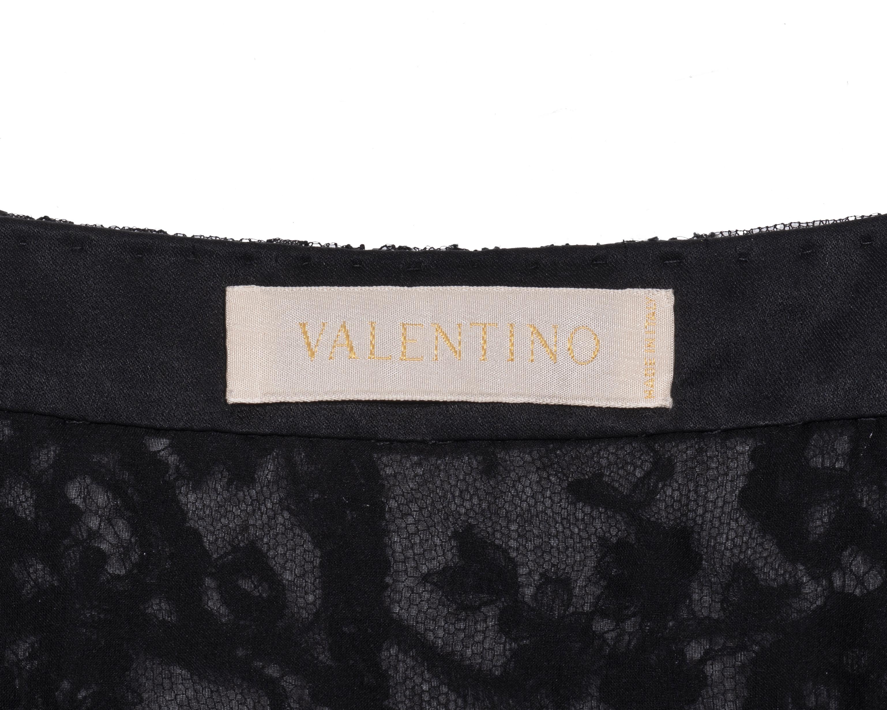 Valentino black beaded lace and ostrich feather evening top and skirt, fw 2001 5