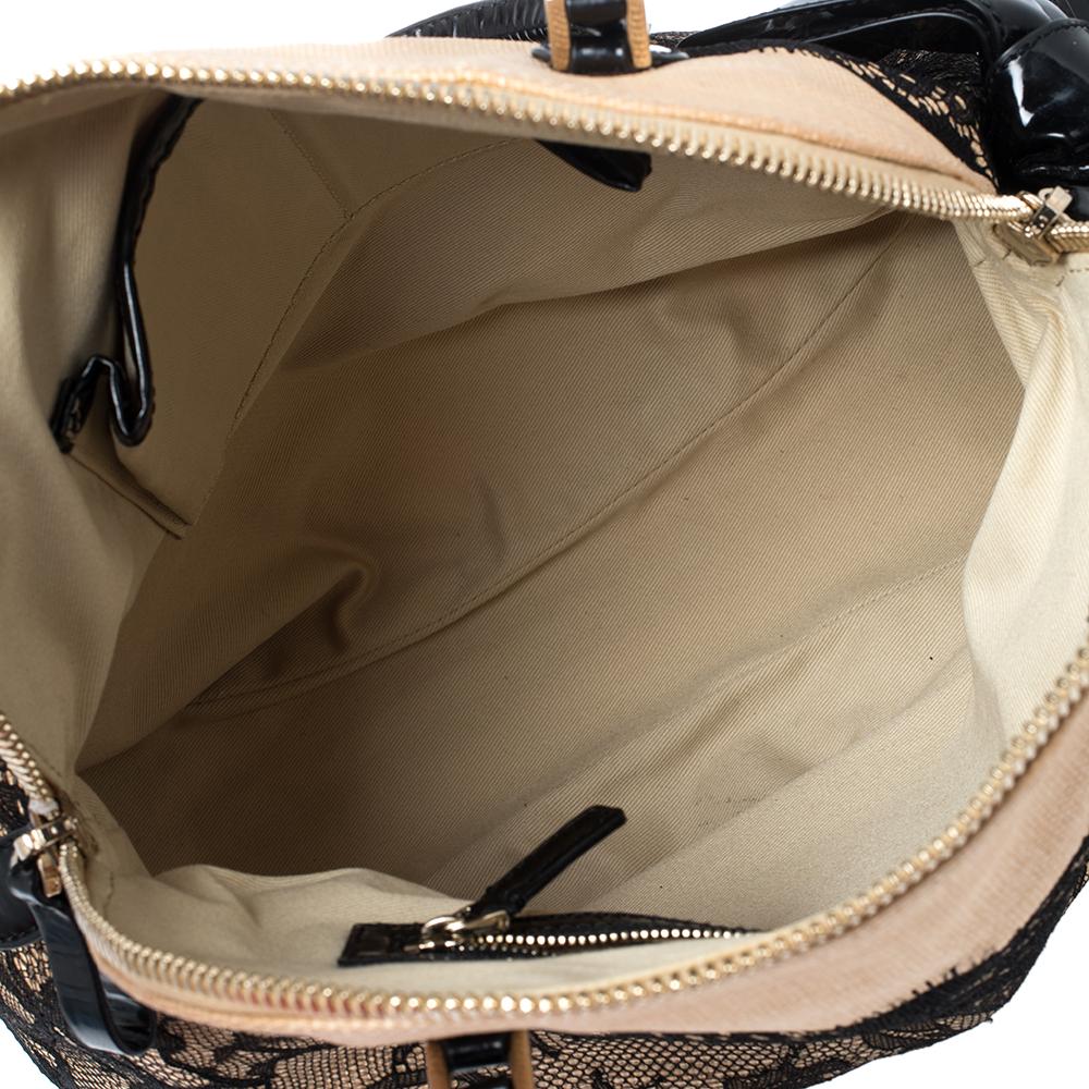 Valentino Black/Beige Lace And Straw Bow Dome Bag 3