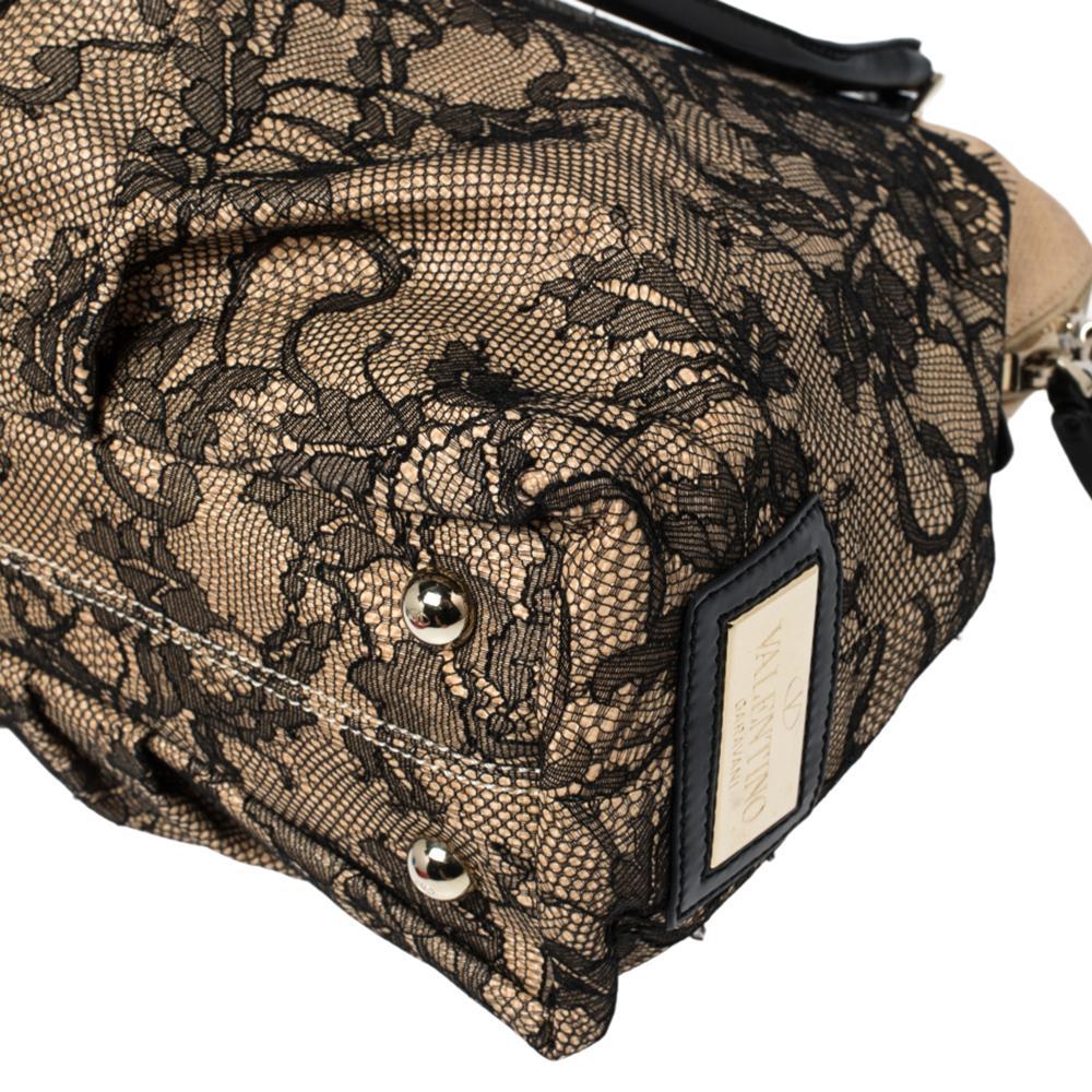 Valentino Black/Beige Lace And Straw Bow Dome Bag 4