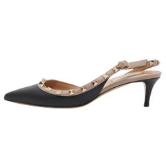 Valentino - Escarpins Rockstud en cuir noir/beige - Taille 37