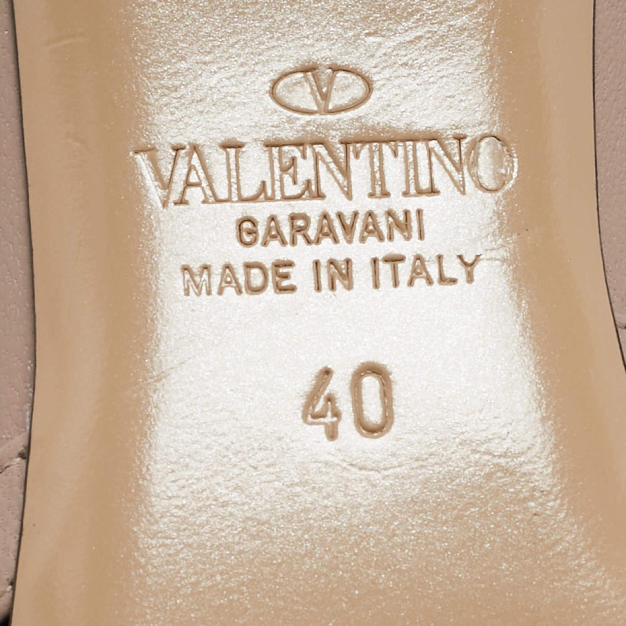 Valentino Black/Beige Patent Rockstud Ankle Strap Pumps Size 40 1