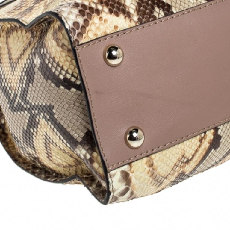 Valentino Black/Beige Python Print Raffia and Patent Leather Aphrodite Bow Bag en vente 2