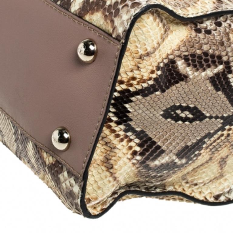 Valentino Black/Beige Python Print Raffia and Patent Leather Aphrodite Bow Bag en vente 3