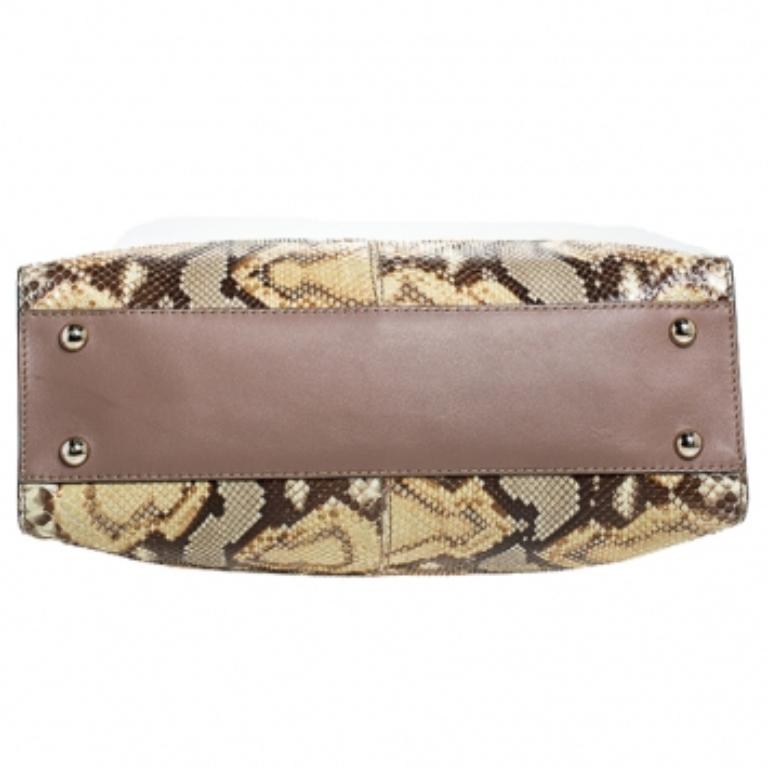 Valentino Black/Beige Python Print Raffia and Patent Leather Aphrodite Bow Bag en vente 4