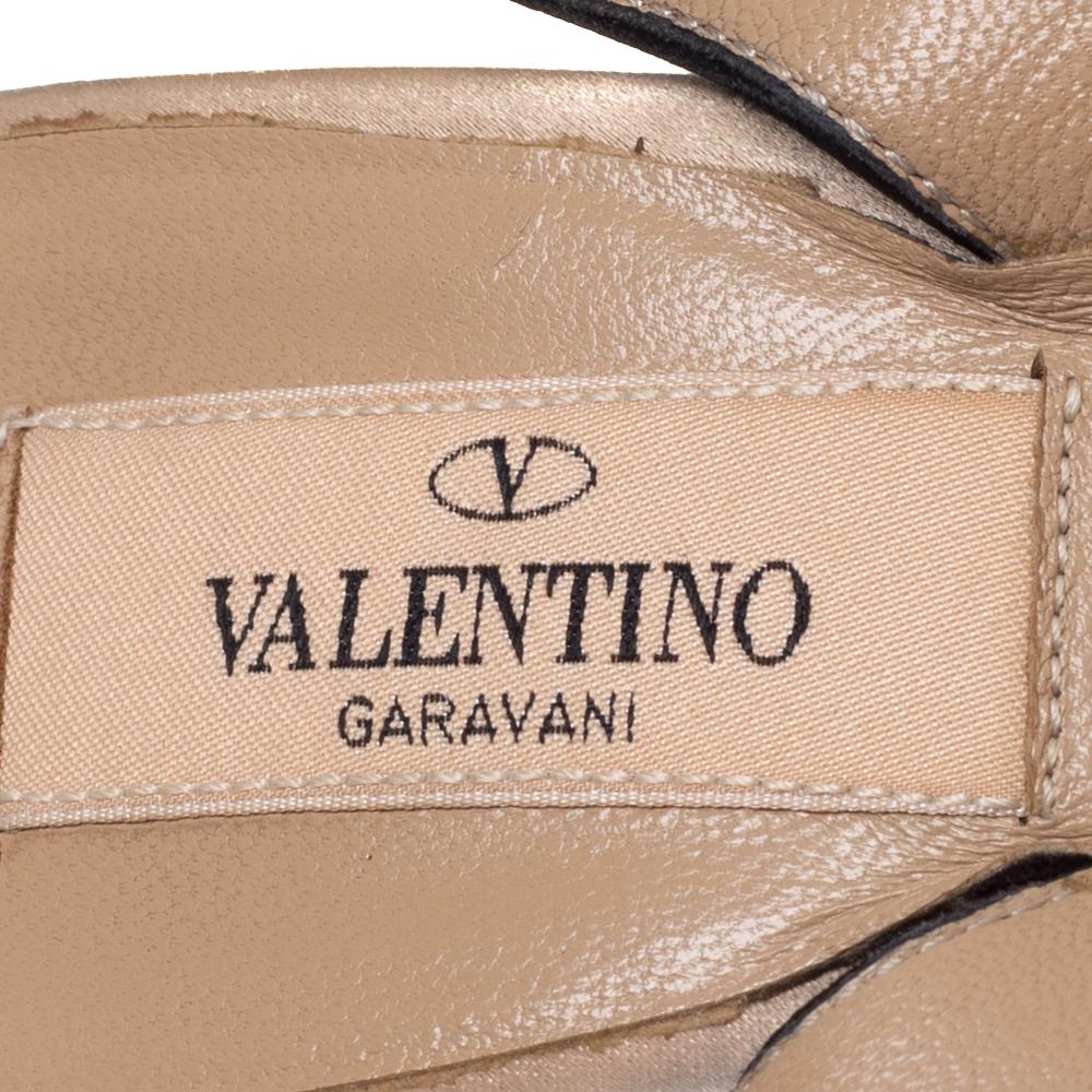 Valentino Black/Beige Satin Bow Slingback Sandals Size 38 1