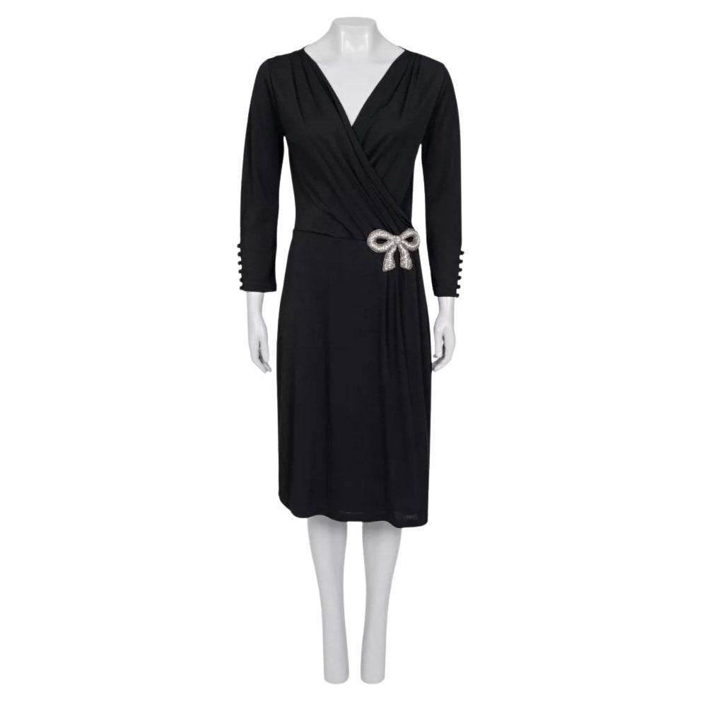 Valentino Black Bow Rhinestone Dress - IT 44 L L