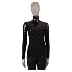 VALENTINO schwarz & braun Wolle 2020 SEQUIN RIB-KNIT TURTLENECK Pullover S